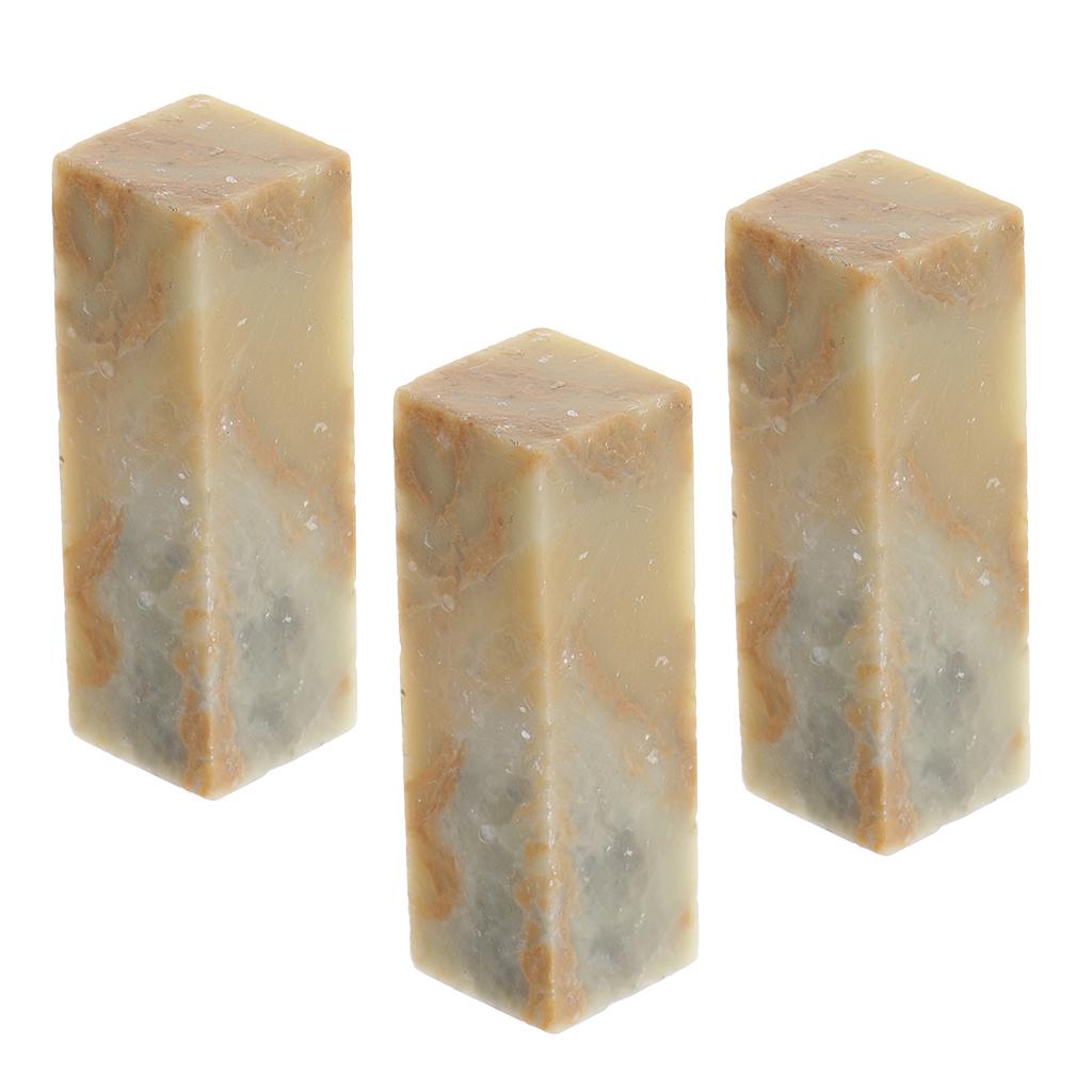 3x DIY Handmade Chinese Stone Chop Stamp Material Seals Stone Ornament Decor