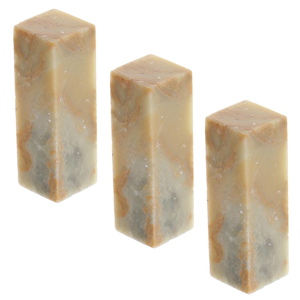 3x DIY Handmade Chinese Stone Chop Stamp Material Seals Stone Ornament Decor