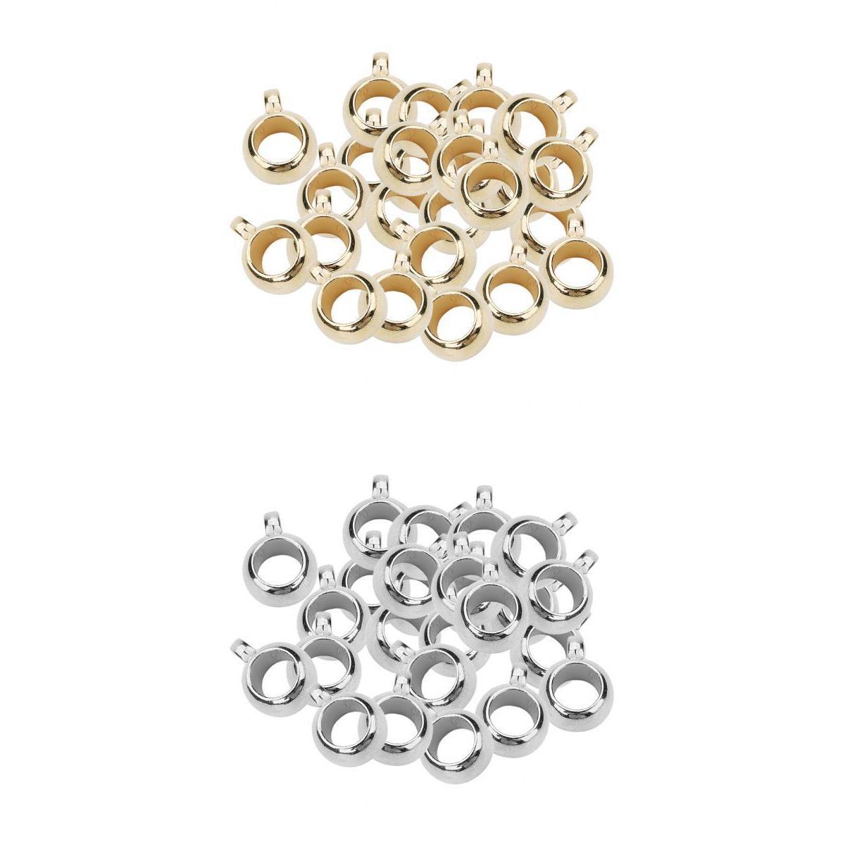 200Pcs Large Hole Bails Spacer Beads Fit European Charms Jewelry Gold Silver