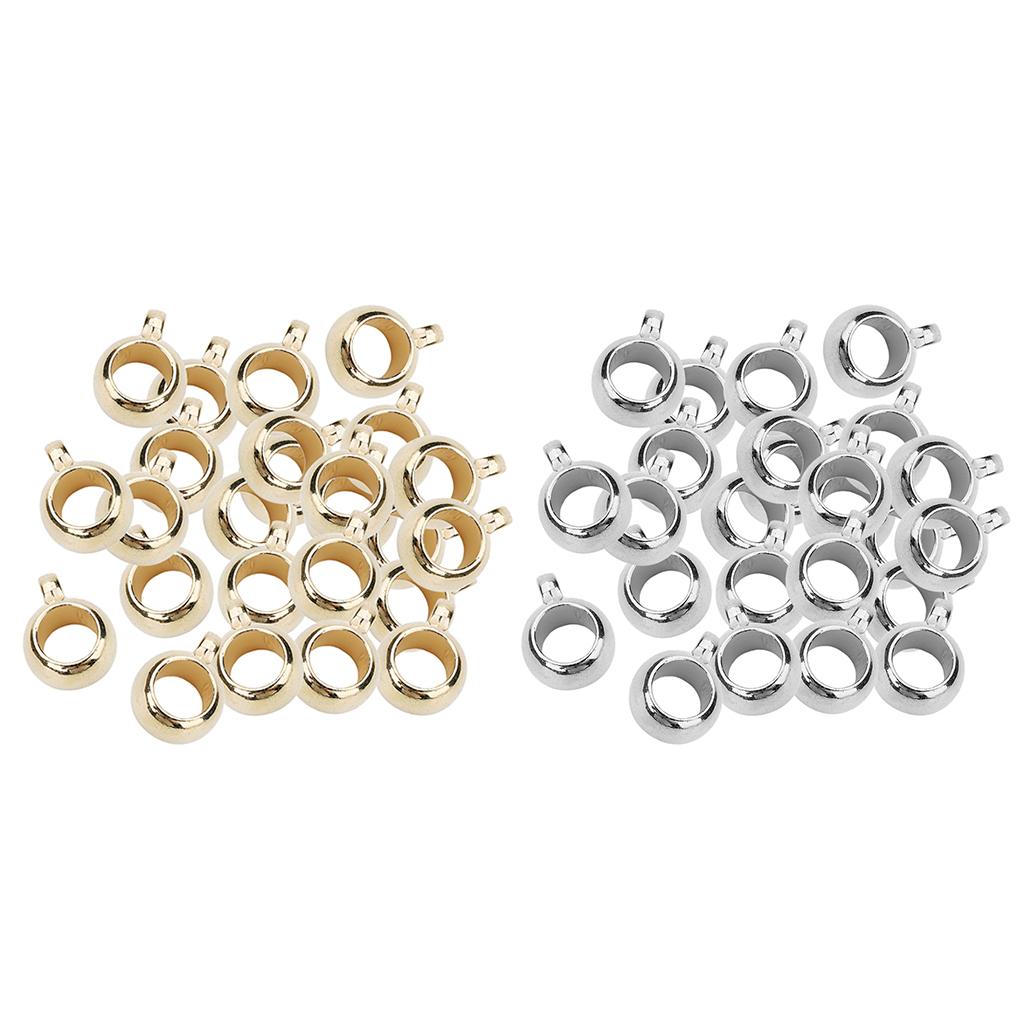 200Pcs Large Hole Bails Spacer Beads Fit European Charms Jewelry Gold Silver