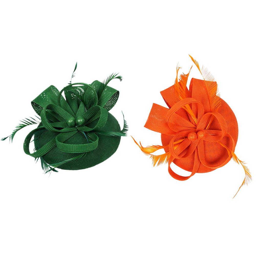 2x Womens Bridal Feather Fascinator Cocktail Party Hats Headpieces Headbands