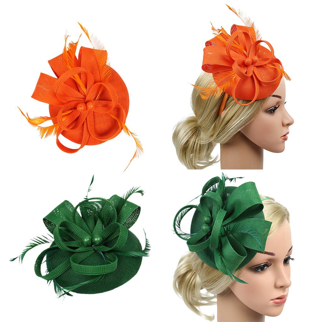 2x Womens Bridal Feather Fascinator Cocktail Party Hats Headpieces Headbands