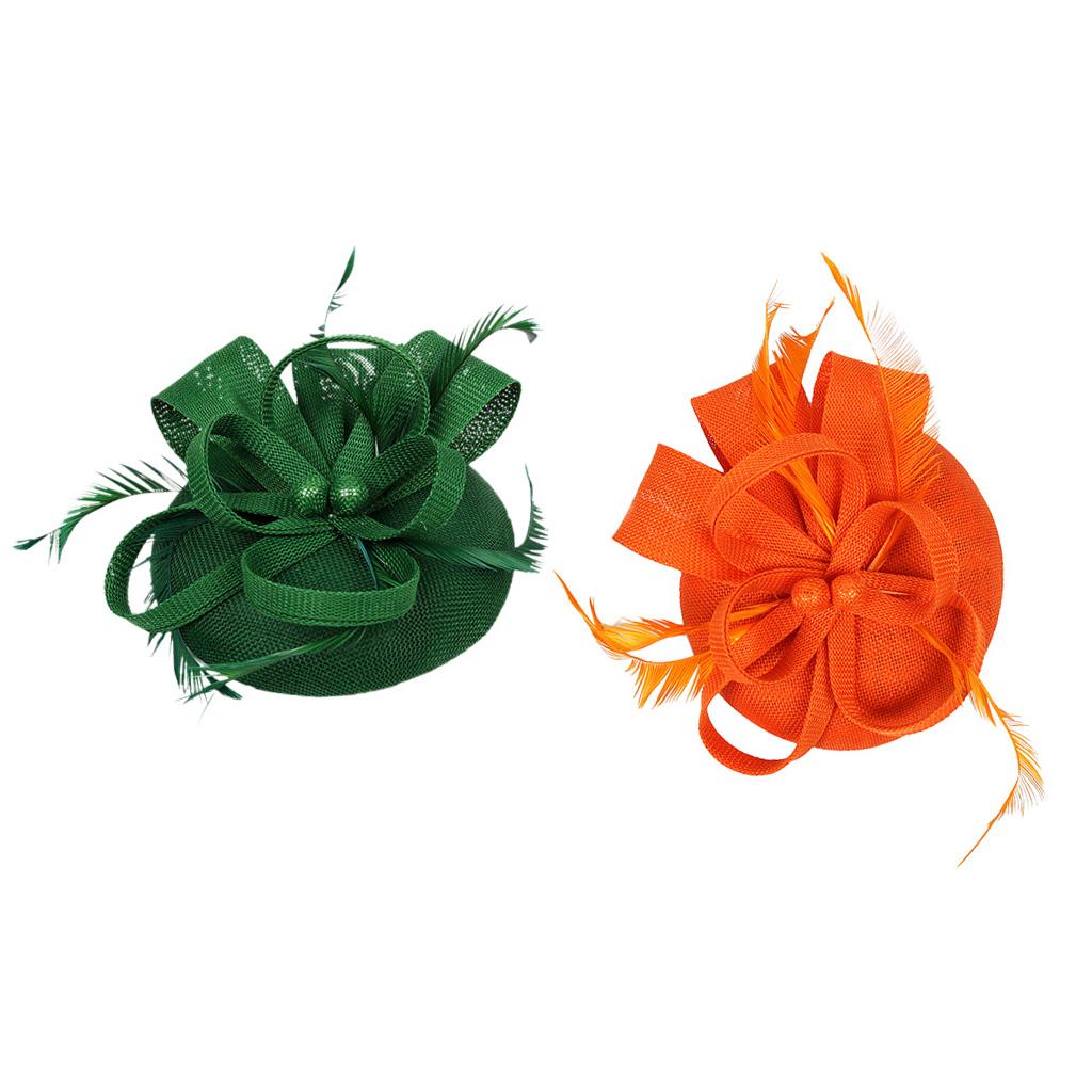 2x Womens Bridal Feather Fascinator Cocktail Party Hats Headpieces Headbands