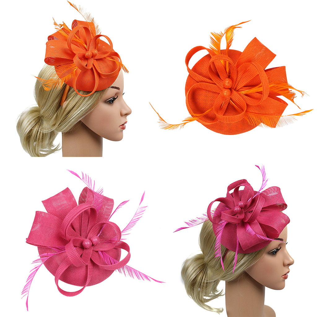 2x Women Bridal Feather Fascinator Cocktail Party Hats Headpieces Headbands
