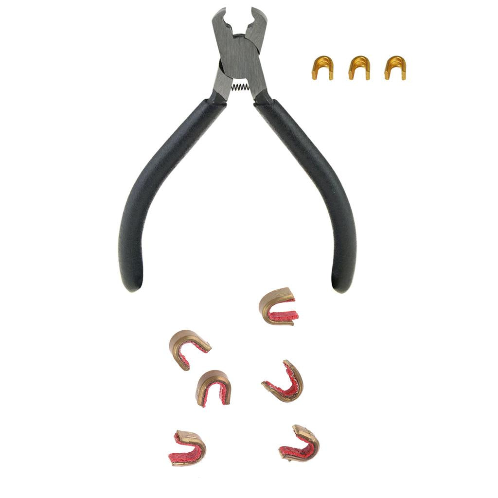 9pcs Archery Bowstring Nocks Set Buckle Clips Nocking Point + Buckle Plier