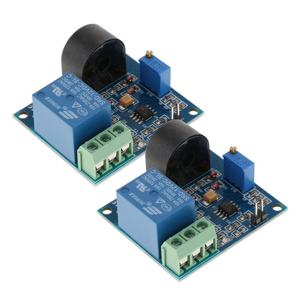 2pcs AC 0-5A Current Detection Sensor Module Switch Output DC 12V