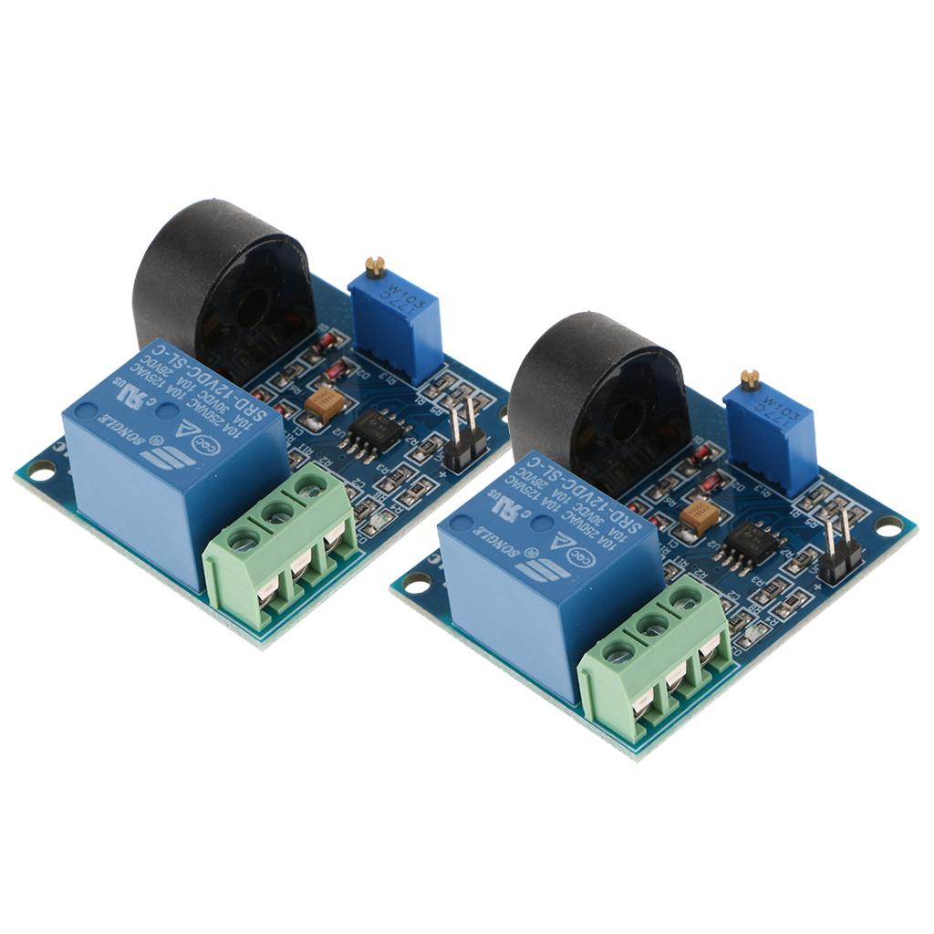 2pcs AC 0-5A Current Detection Sensor Module Switch Output DC 12V
