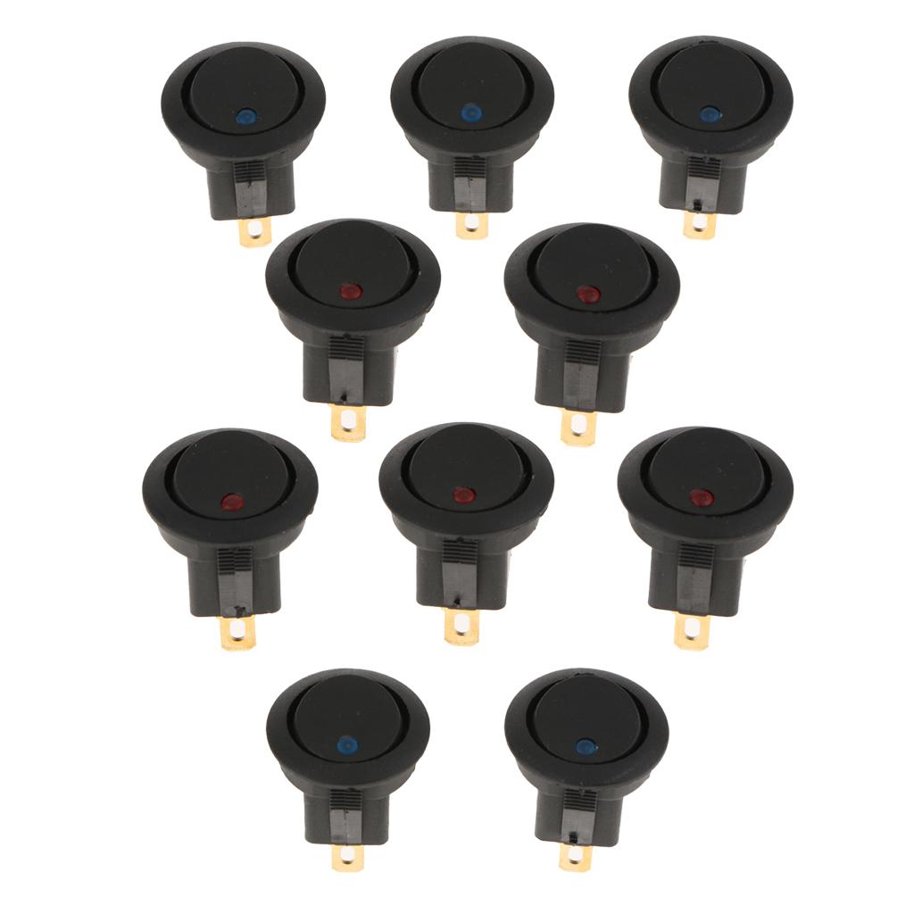 10 pieces 12V 16A 3-PIN Dot Led Round Rocker Toggle Switch For Car Truck