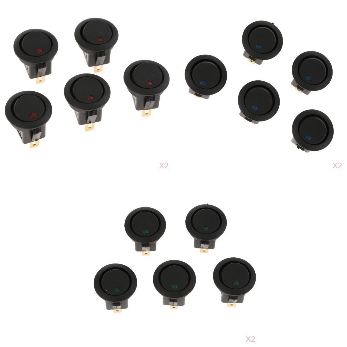 30 pieces 12V 16A 3-PIN Dot Led Round Rocker Toggle Switch For Car Truck