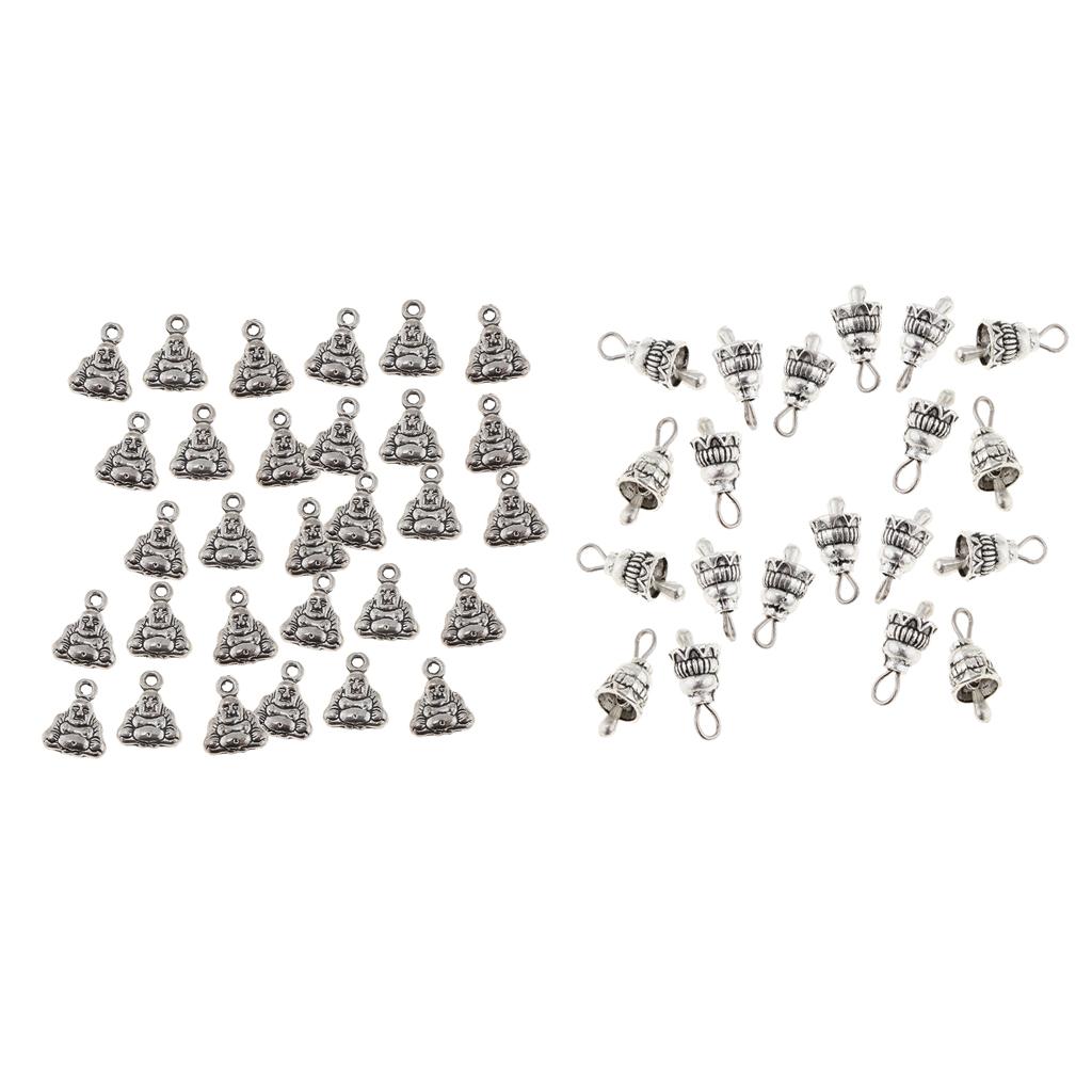 70Pcs DIY Handmade Crafts Vintage Alloy Buddha Pendants for Jewelry Making