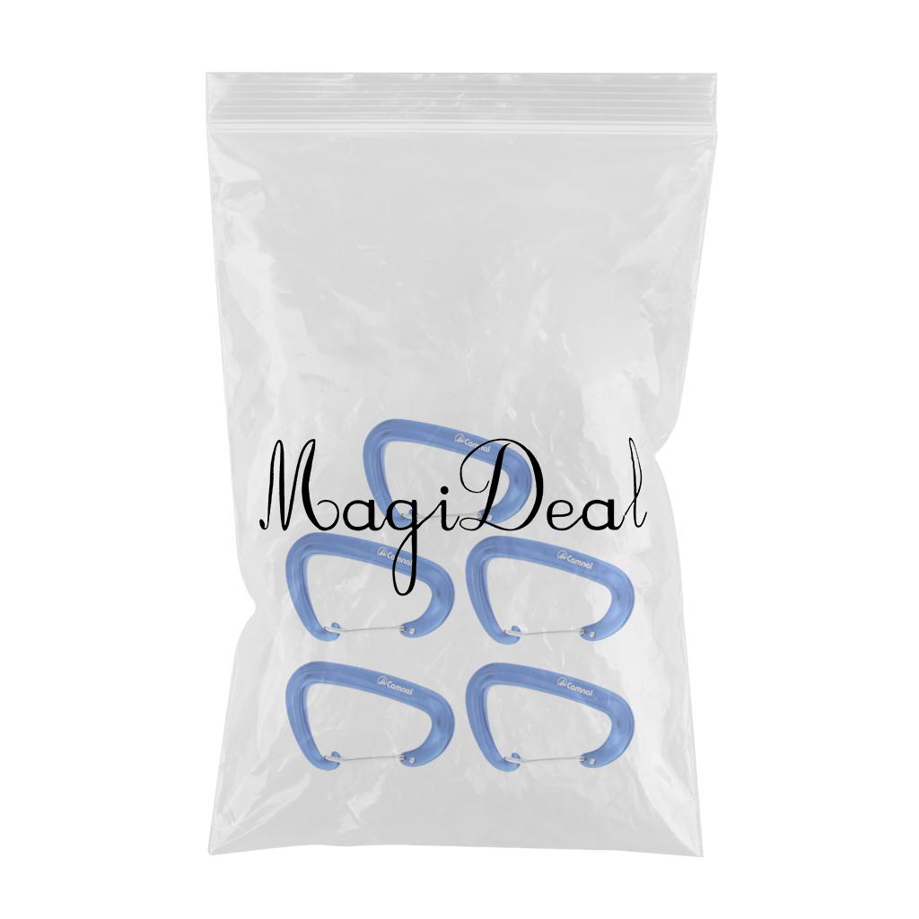 5pcs 16KN Aluminum Wire Gate Carabiners Safety Climbing Hammock Blue