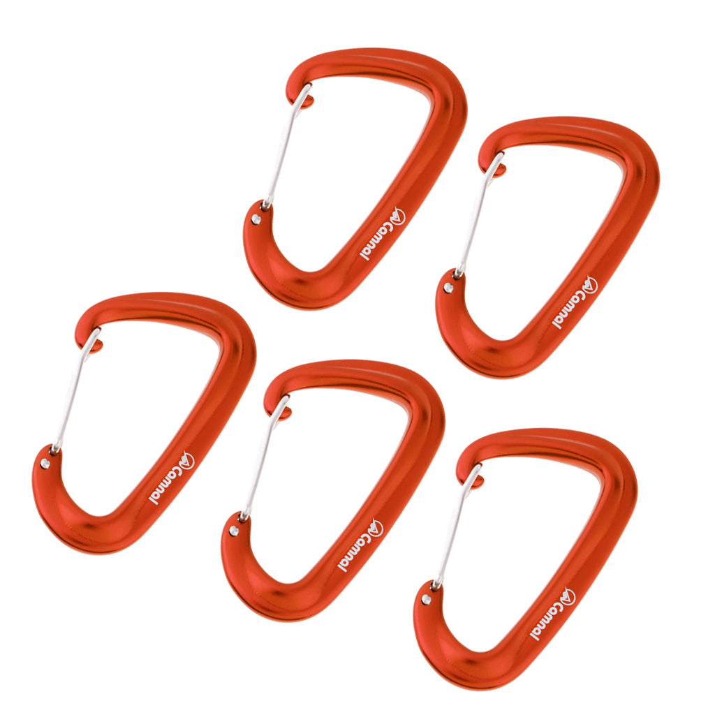 5pcs 16KN Aluminum Wire Gate Carabiners Safety Climbing Hammock Orange