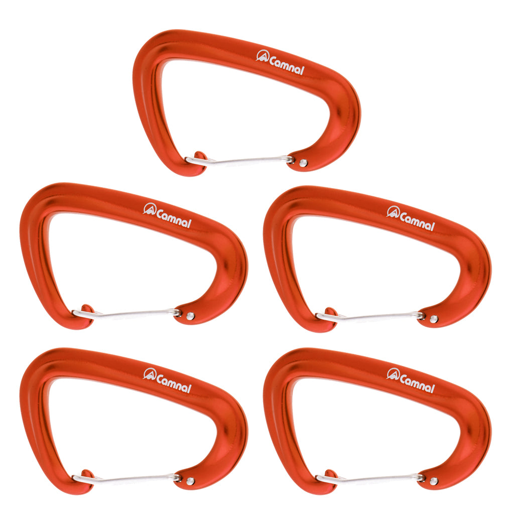5pcs 16KN Aluminum Wire Gate Carabiners Safety Climbing Hammock Orange