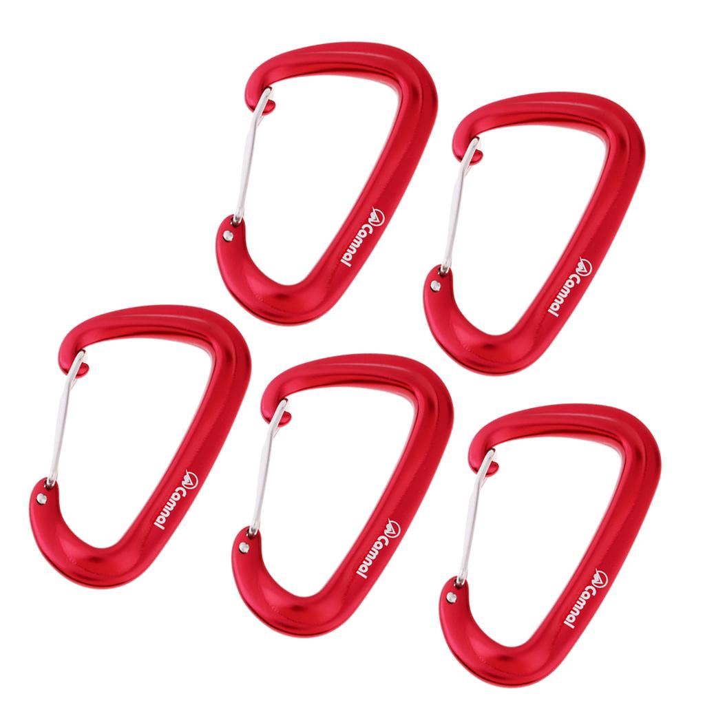 5pcs 16KN Aluminum Wire Gate Carabiners Safety Climbing Hammock Red