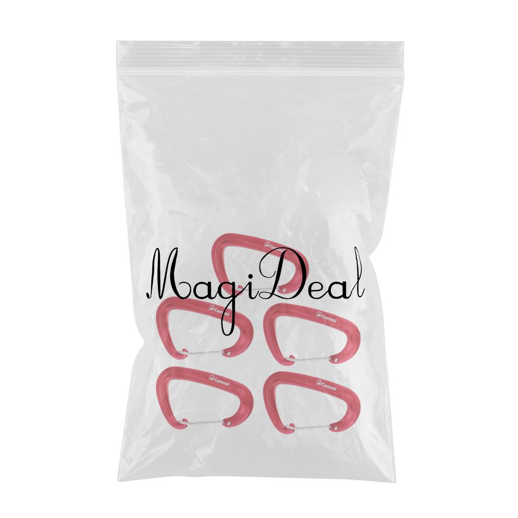 5pcs 16KN Aluminum Wire Gate Carabiners Safety Climbing Hammock Red