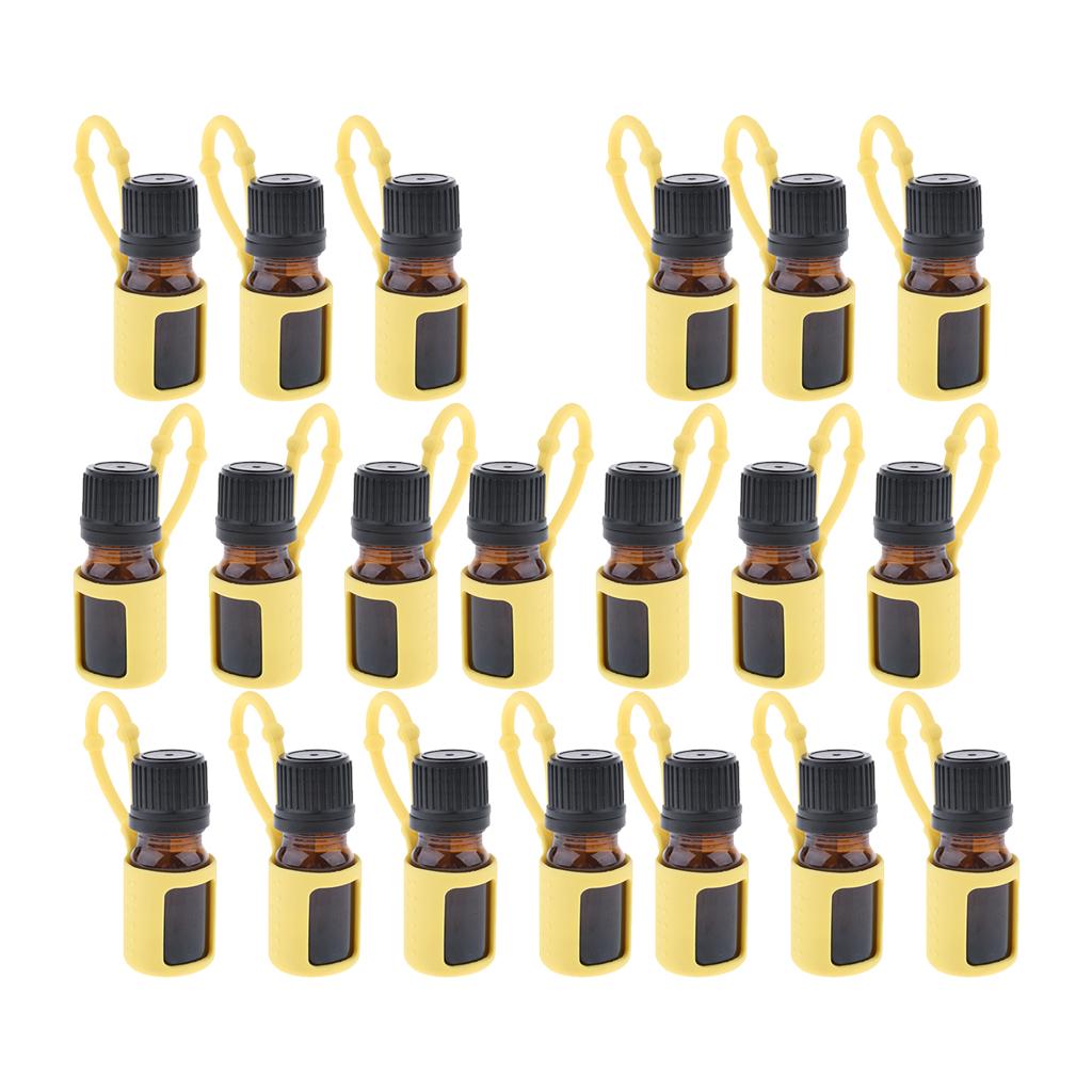20 Pcs 5ml Empty Refillable Essential Oil Bottles Case with Silicone Jacket