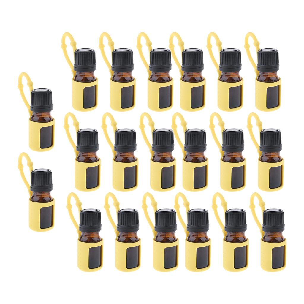 20 Pcs 5ml Empty Refillable Essential Oil Bottles Case with Silicone Jacket