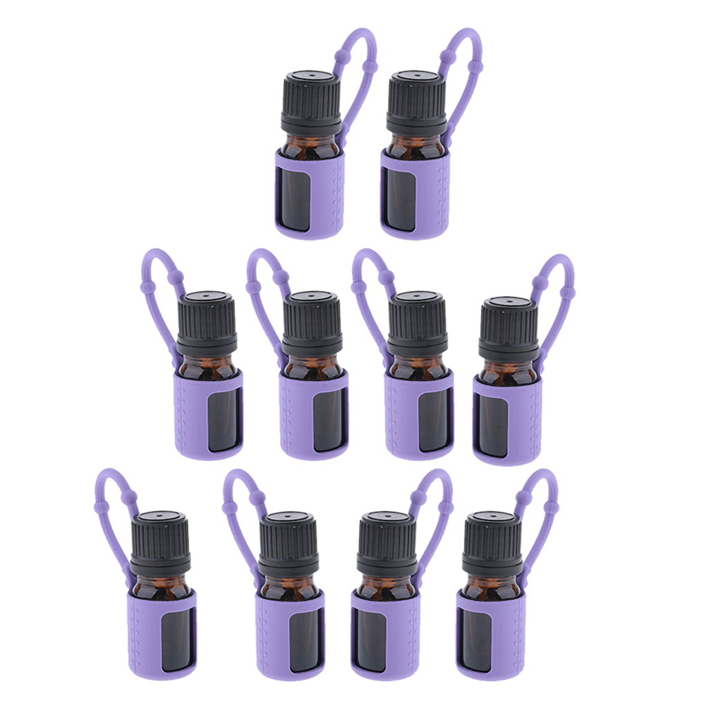 10 Pcs 5ml Empty Refillable Essential Oil Bottles Case with Silicone Sleeve