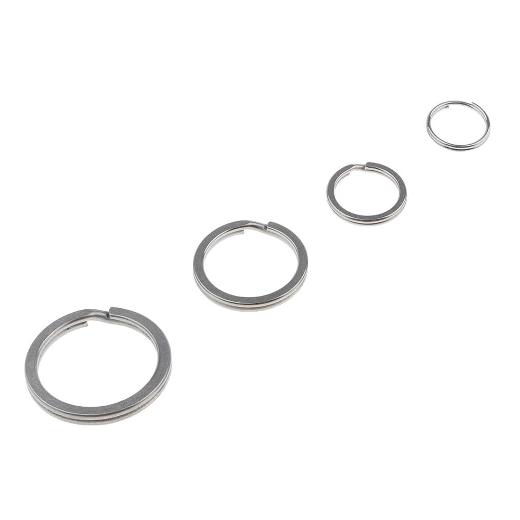 4pcs Titanium Keychain Split Ring Buckle Clip Key Ring Pocket Tool Silver