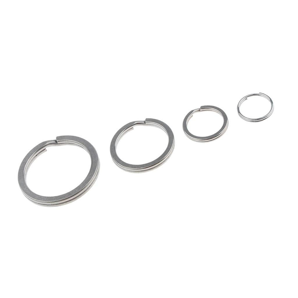 4pcs Titanium Keychain Split Ring Buckle Clip Key Ring Pocket Tool Silver