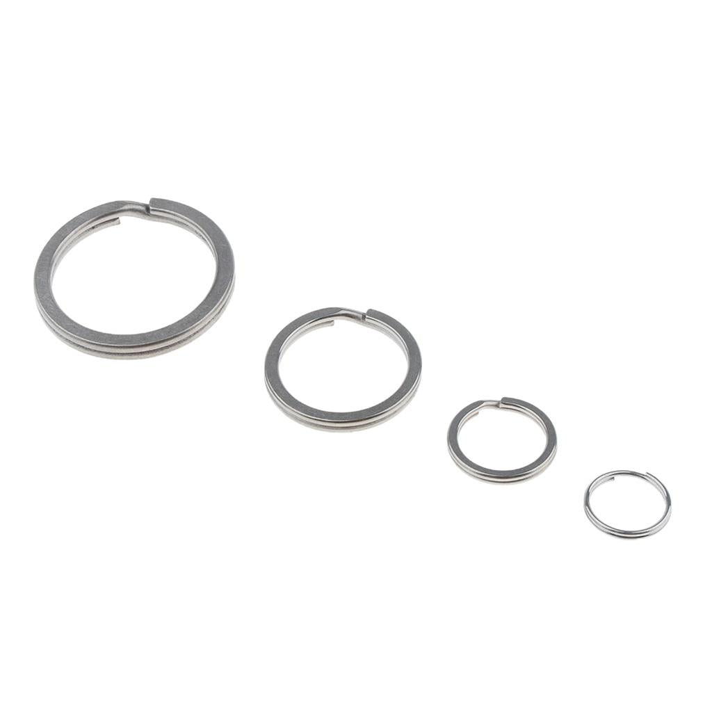 4pcs Titanium Keychain Split Ring Buckle Clip Key Ring Pocket Tool Silver