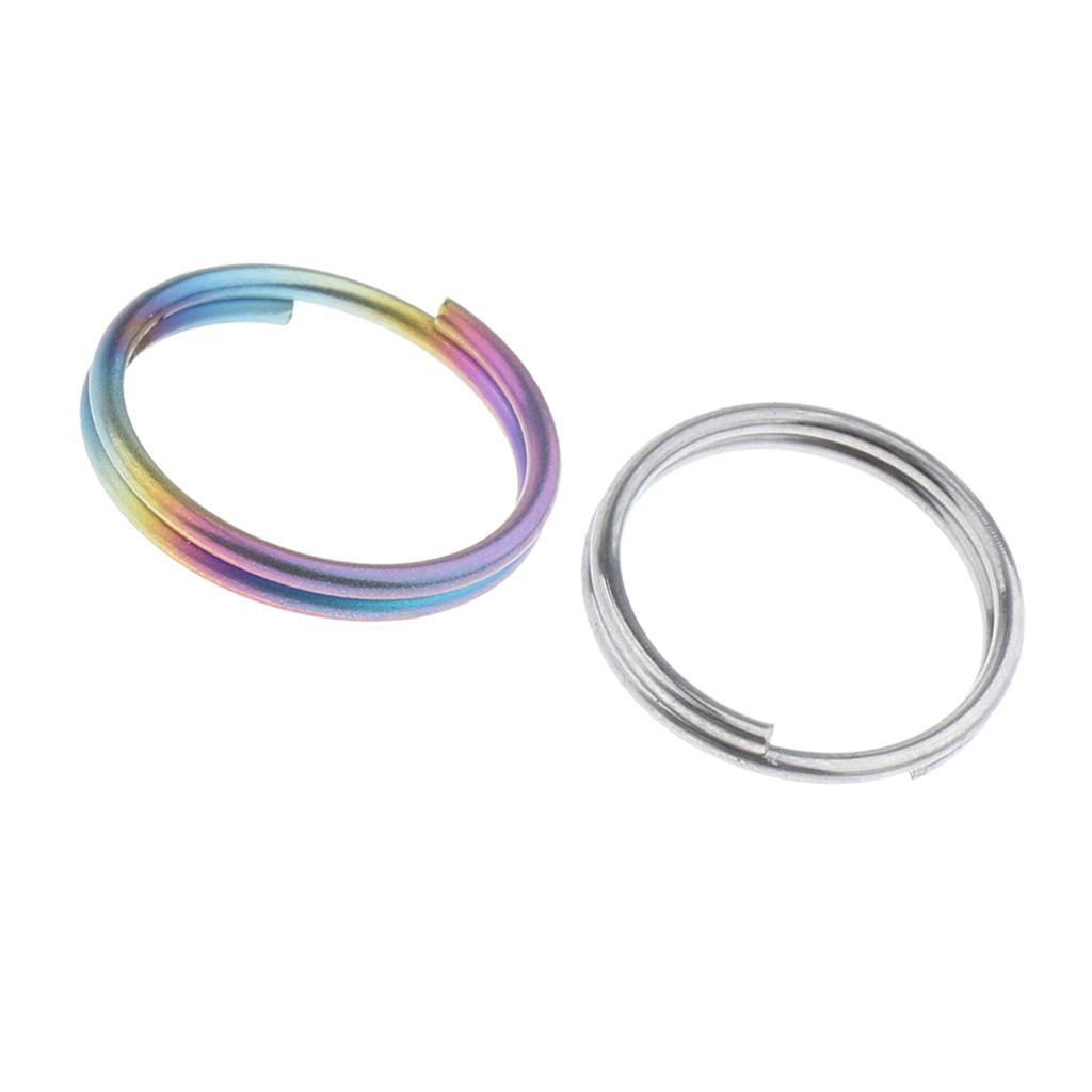 2 Pieces Titanium Keychain Split Ring Buckle Clip Key Ring Pocket Tool 14mm
