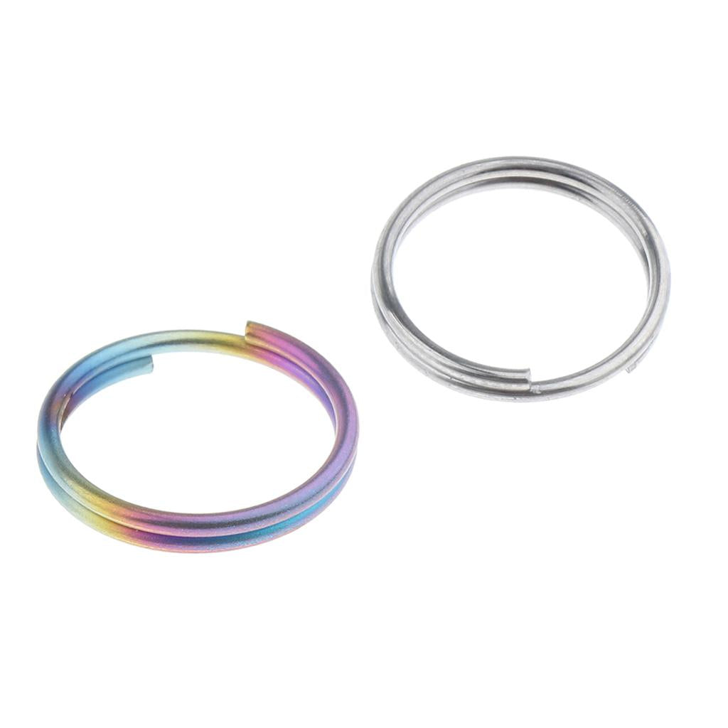 2 Pieces Titanium Keychain Split Ring Buckle Clip Key Ring Pocket Tool 14mm