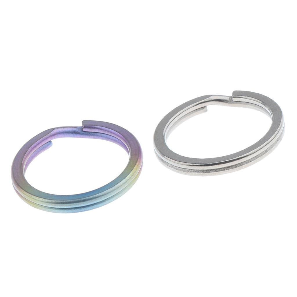 2 Pieces Titanium Keychain Split Ring Buckle Clip Key Ring Pocket Tool 18mm