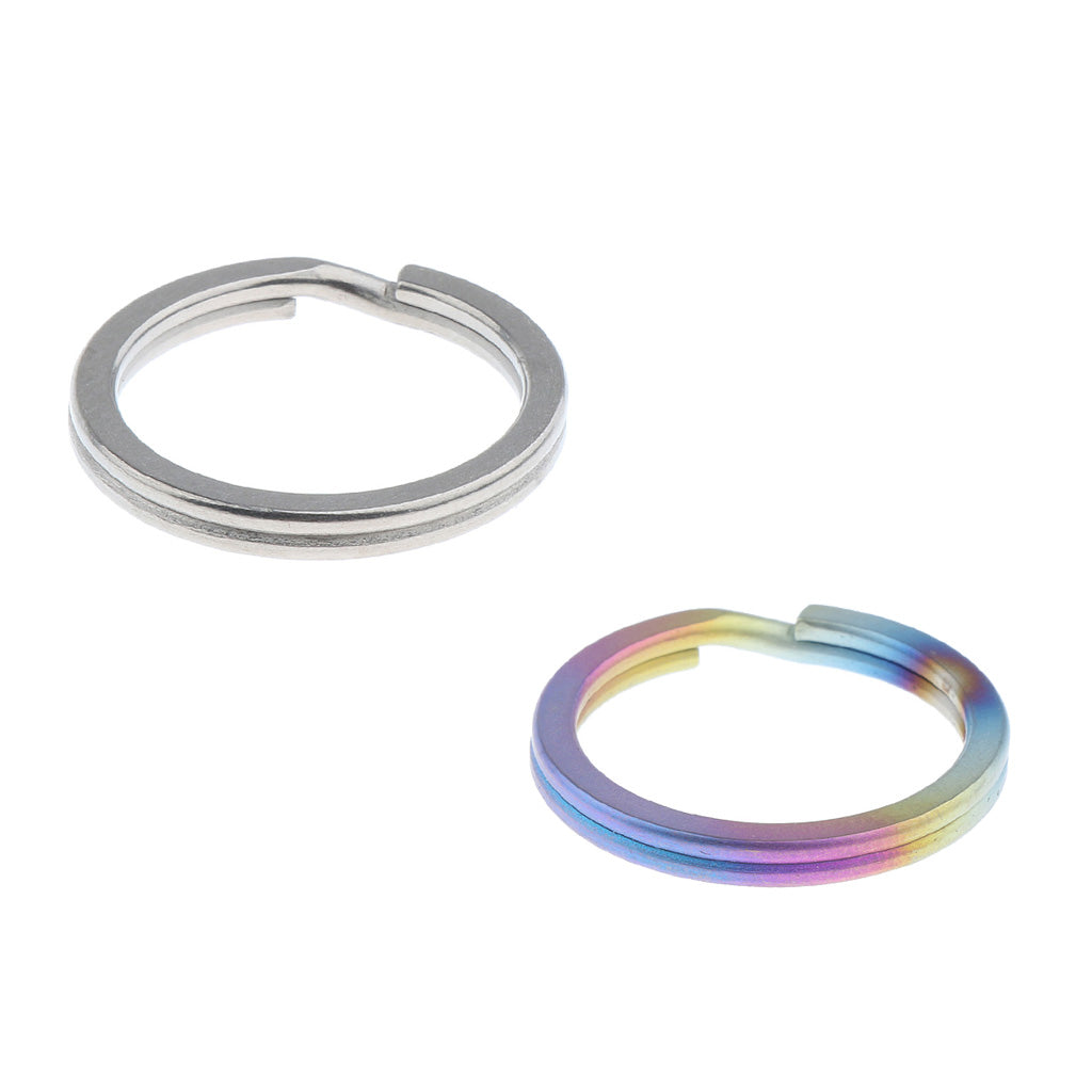 2 Pieces Titanium Keychain Split Ring Buckle Clip Key Ring Pocket Tool 25mm