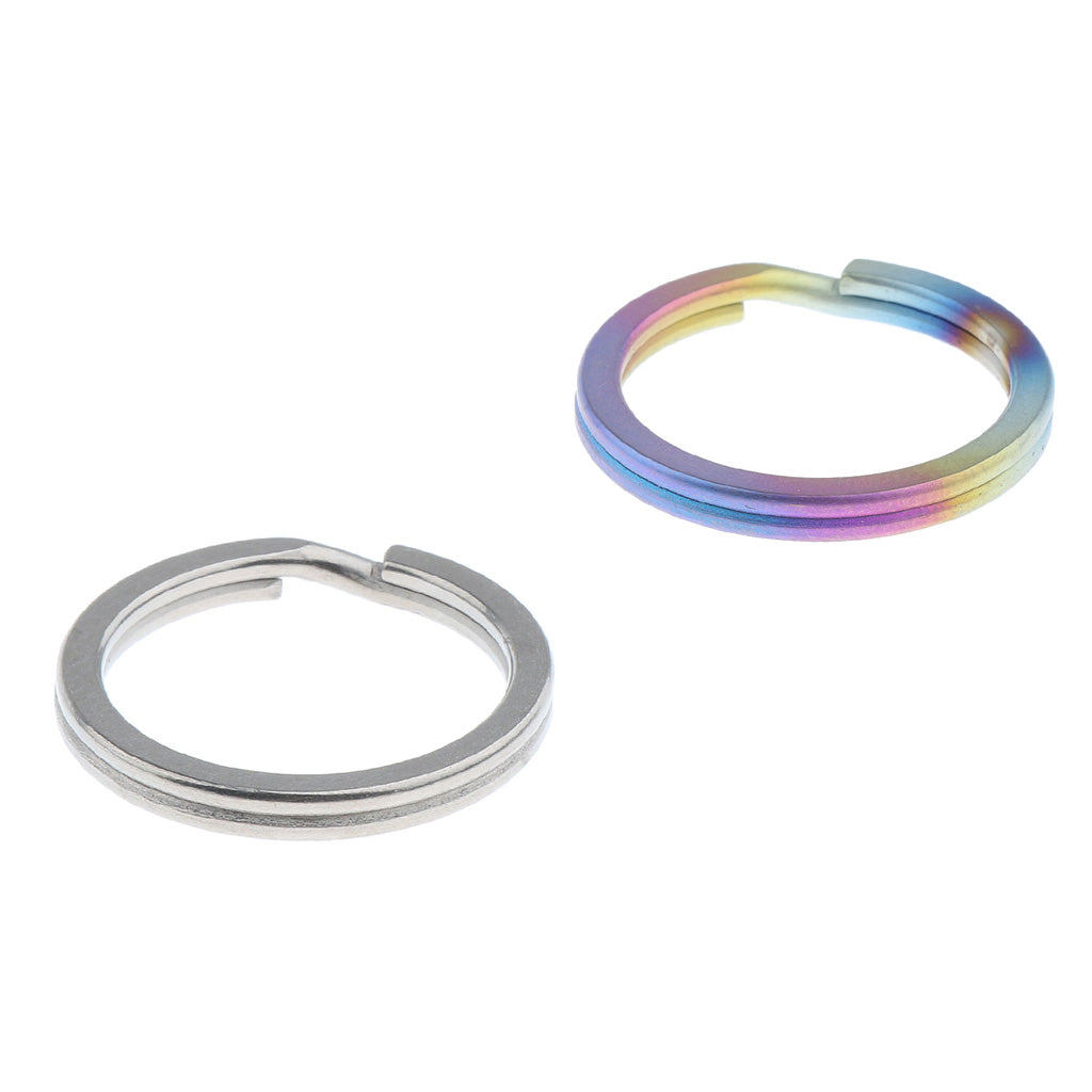 2 Pieces Titanium Keychain Split Ring Buckle Clip Key Ring Pocket Tool 25mm