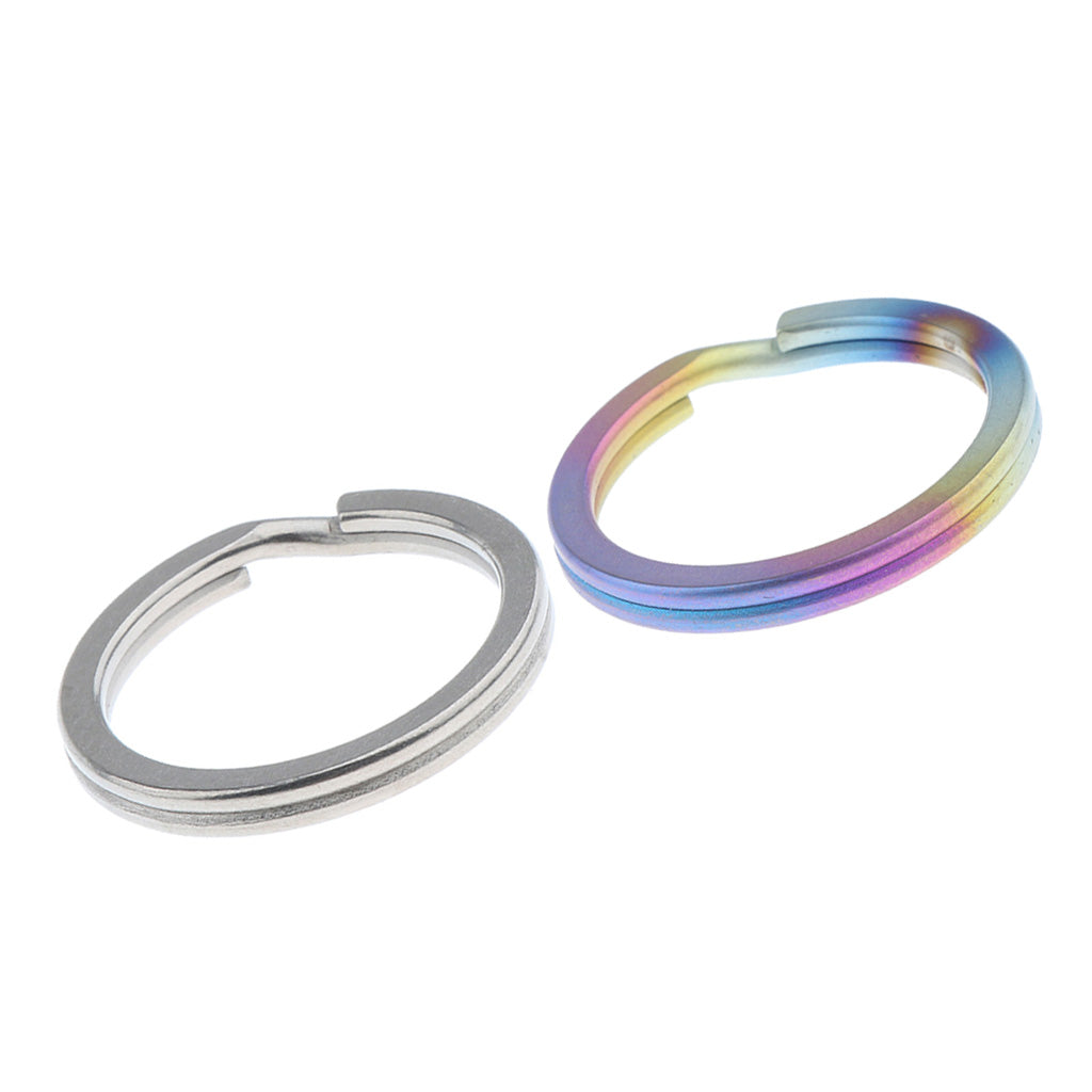 2 Pieces Titanium Keychain Split Ring Buckle Clip Key Ring Pocket Tool 32mm