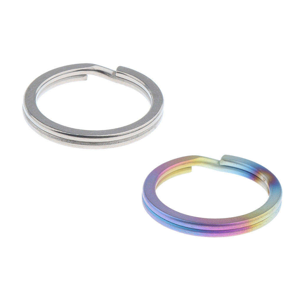 2 Pieces Titanium Keychain Split Ring Buckle Clip Key Ring Pocket Tool 32mm