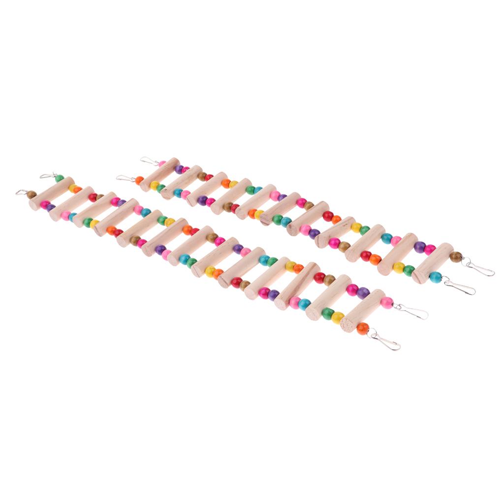 2 Pcs Pet Bird Parrot Toy Wooden Ladder Bridge Swings Hanging Ladders XL+L