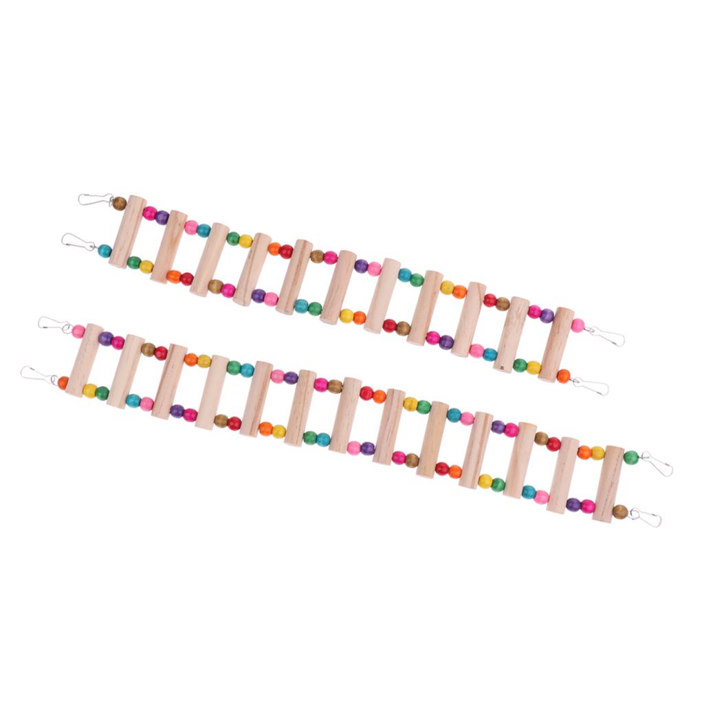 2 Pcs Pet Bird Parrot Toy Wooden Ladder Bridge Swings Hanging Ladders XL+L