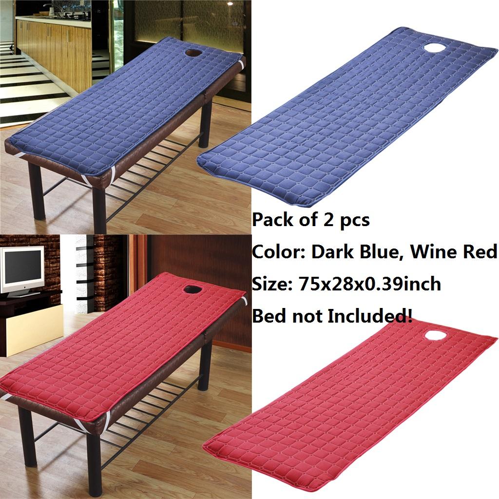 2pc Beauty Salon Massage Bed Mattress with Face Hole Dark Blue+Wine Red