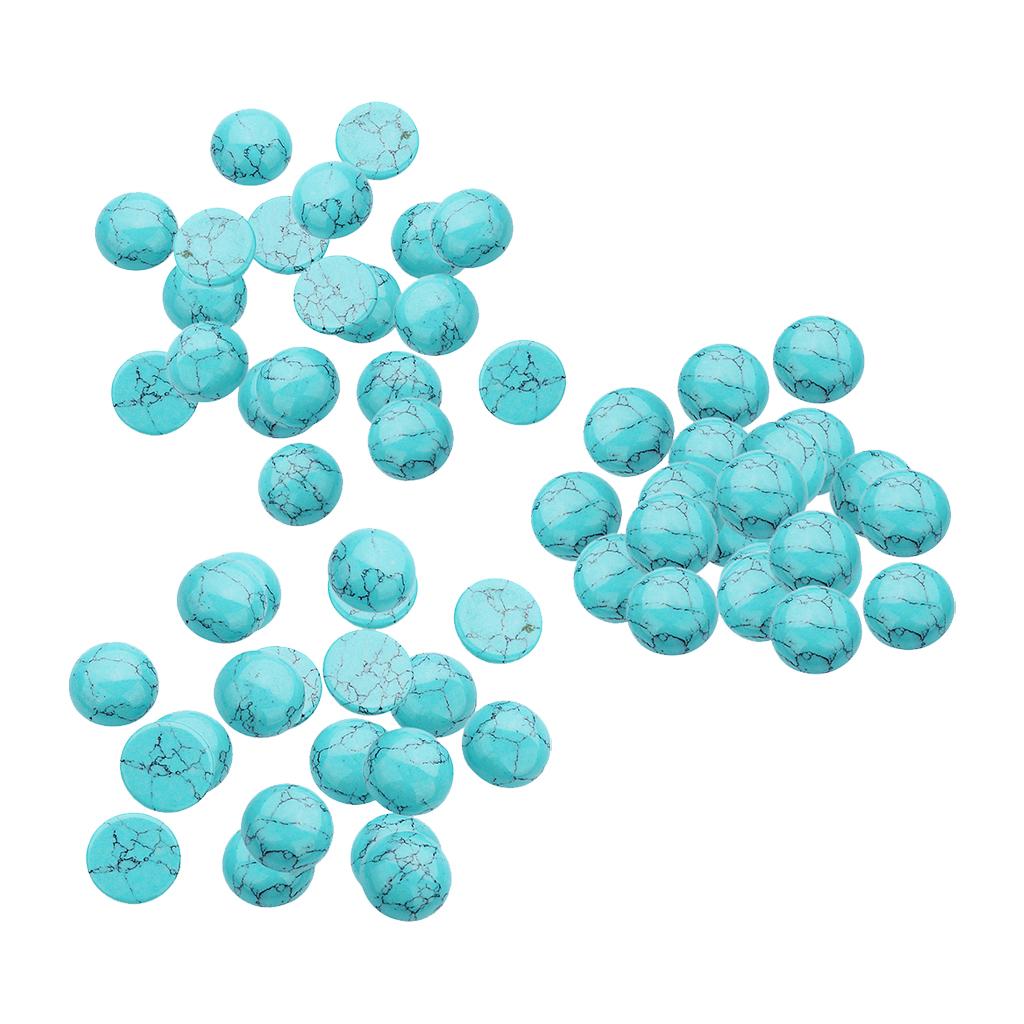 60 Pieces Blue Turquoise Gemstone Flatback Jewelry Making Cabochons 6/8/10mm