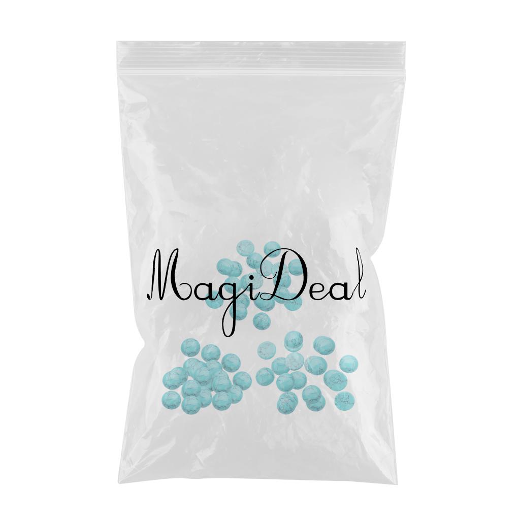 60 Pieces Blue Turquoise Gemstone Flatback Jewelry Making Cabochons 6/8/10mm
