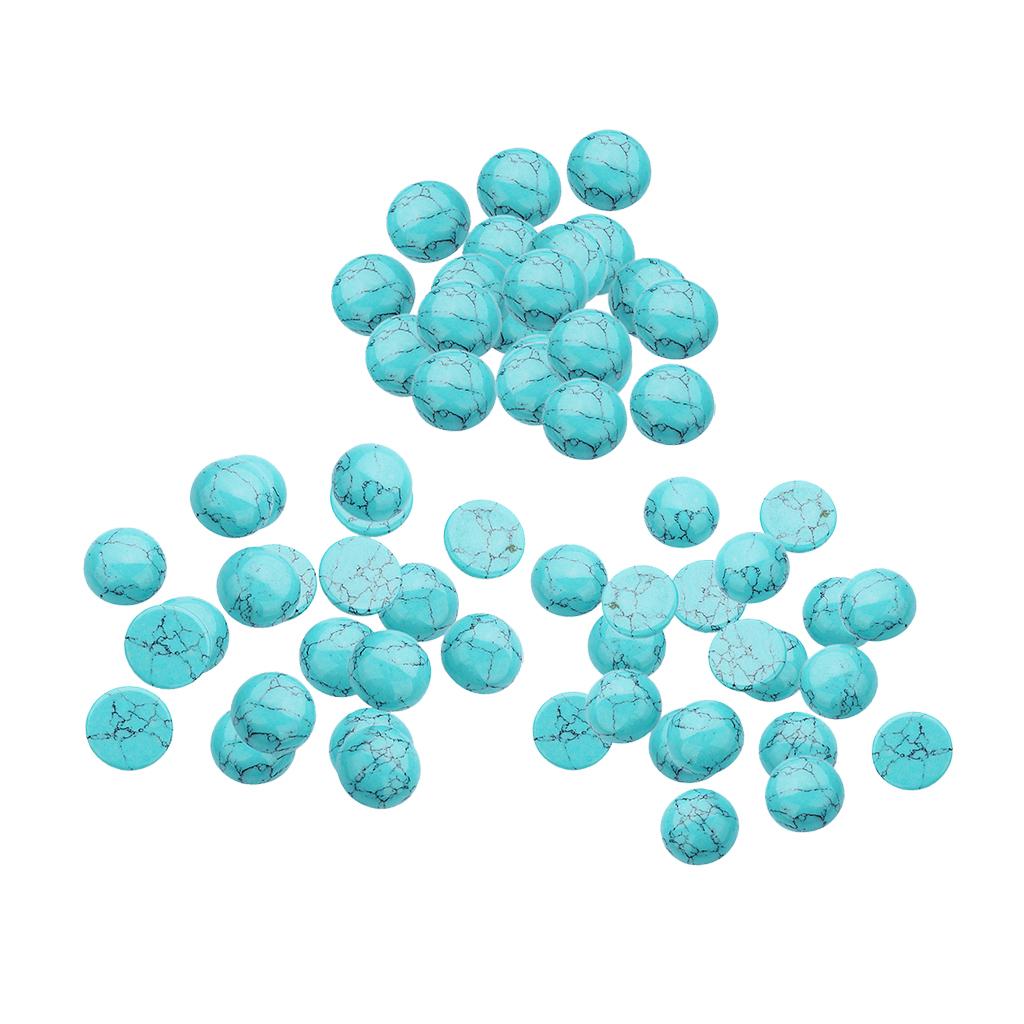 60 Pieces Blue Turquoise Gemstone Flatback Jewelry Making Cabochons 6/8/10mm