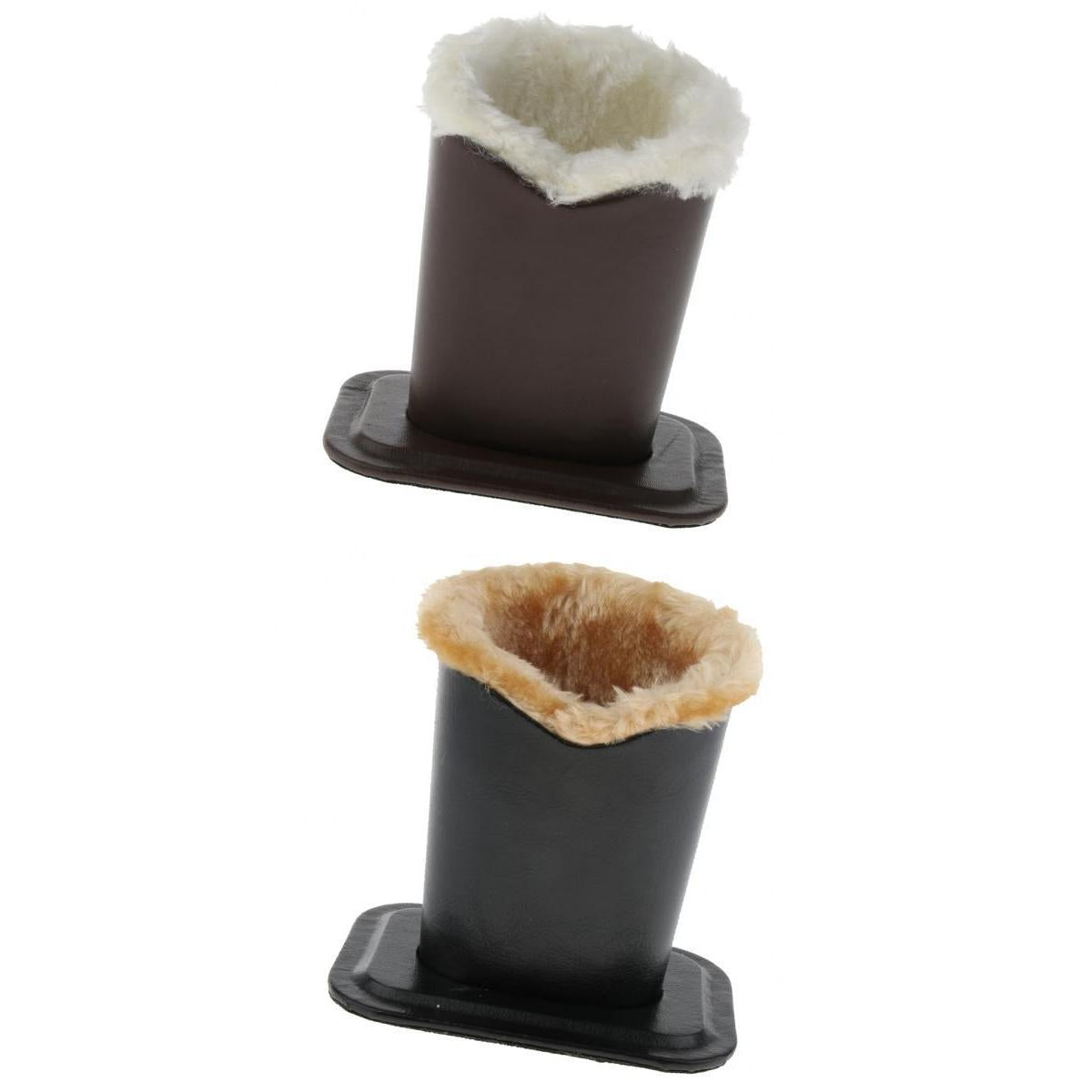 2 Pieces PU Leather Plush Lined Eyeglasses Holder Stand Upright Pen Holder