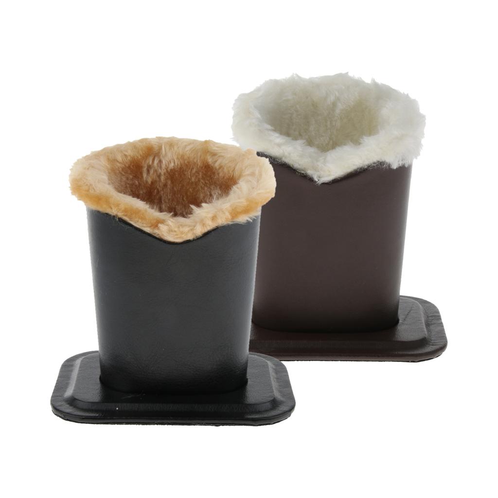 2 Pieces PU Leather Plush Lined Eyeglasses Holder Stand Upright Pen Holder