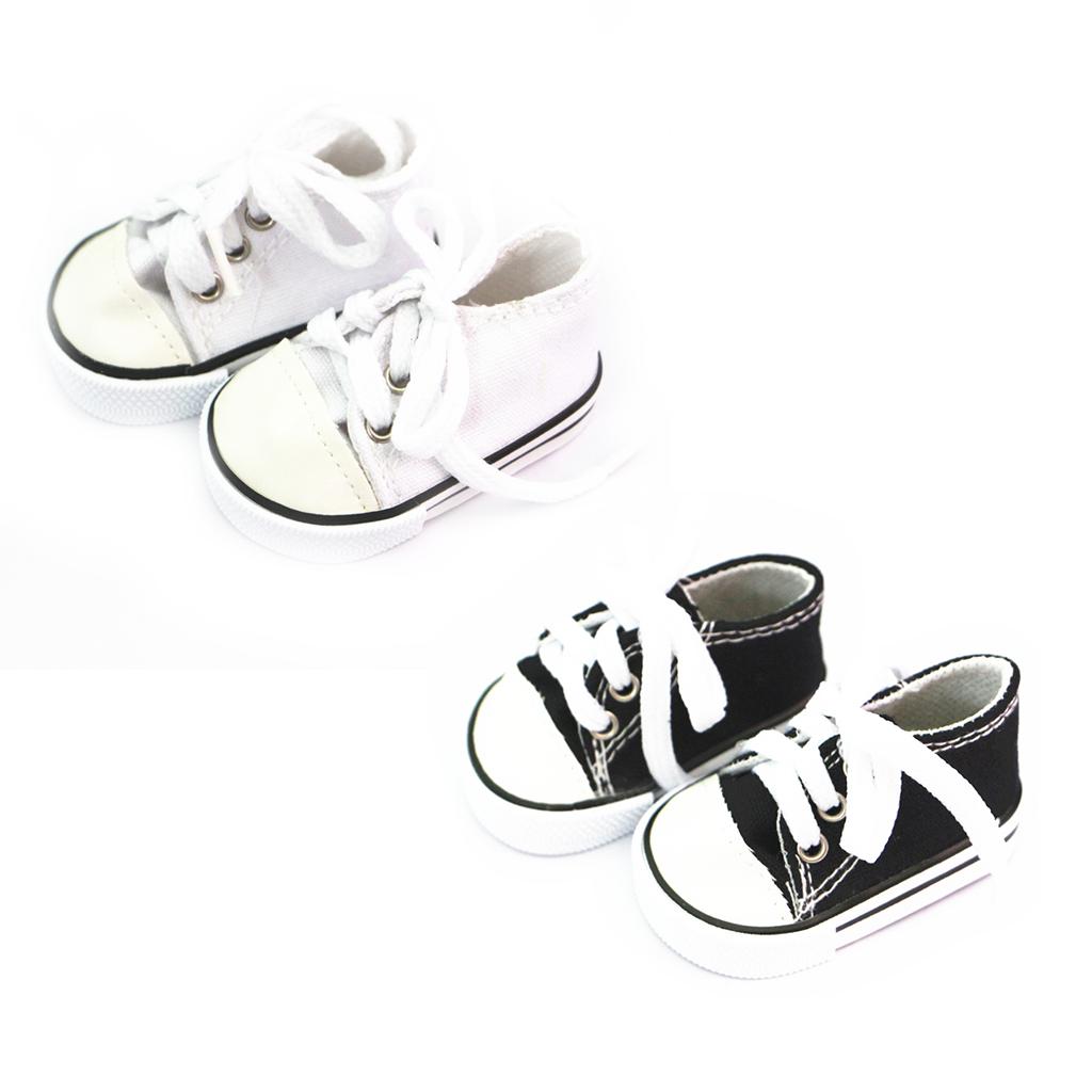 2 Pair of Doll Lace Up Canvas Sneakers Shoes for 18'' Dolls