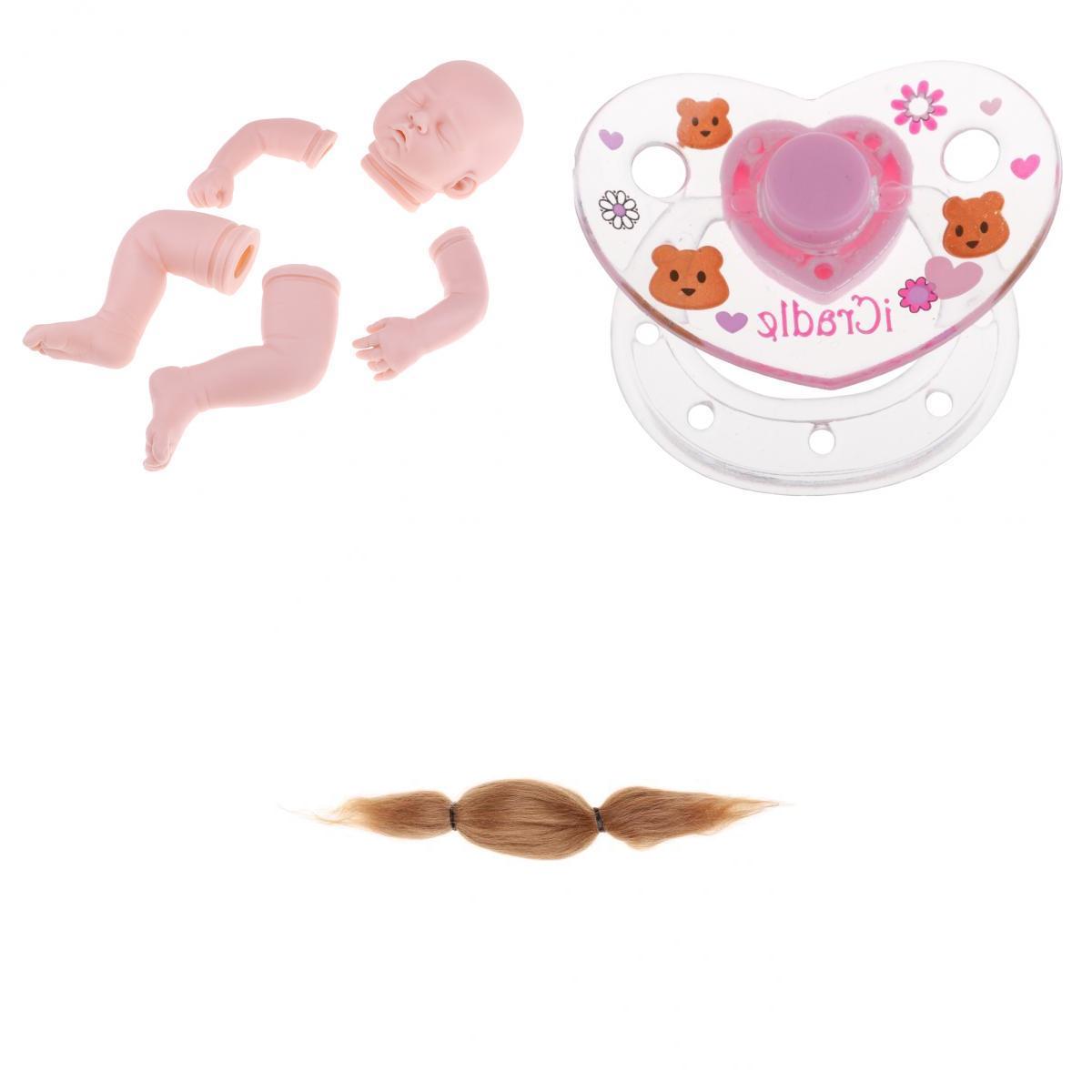20 Unpainted Reborn Kit Newborn Baby Doll & Mohair Hair & Magnetic Pacifier"