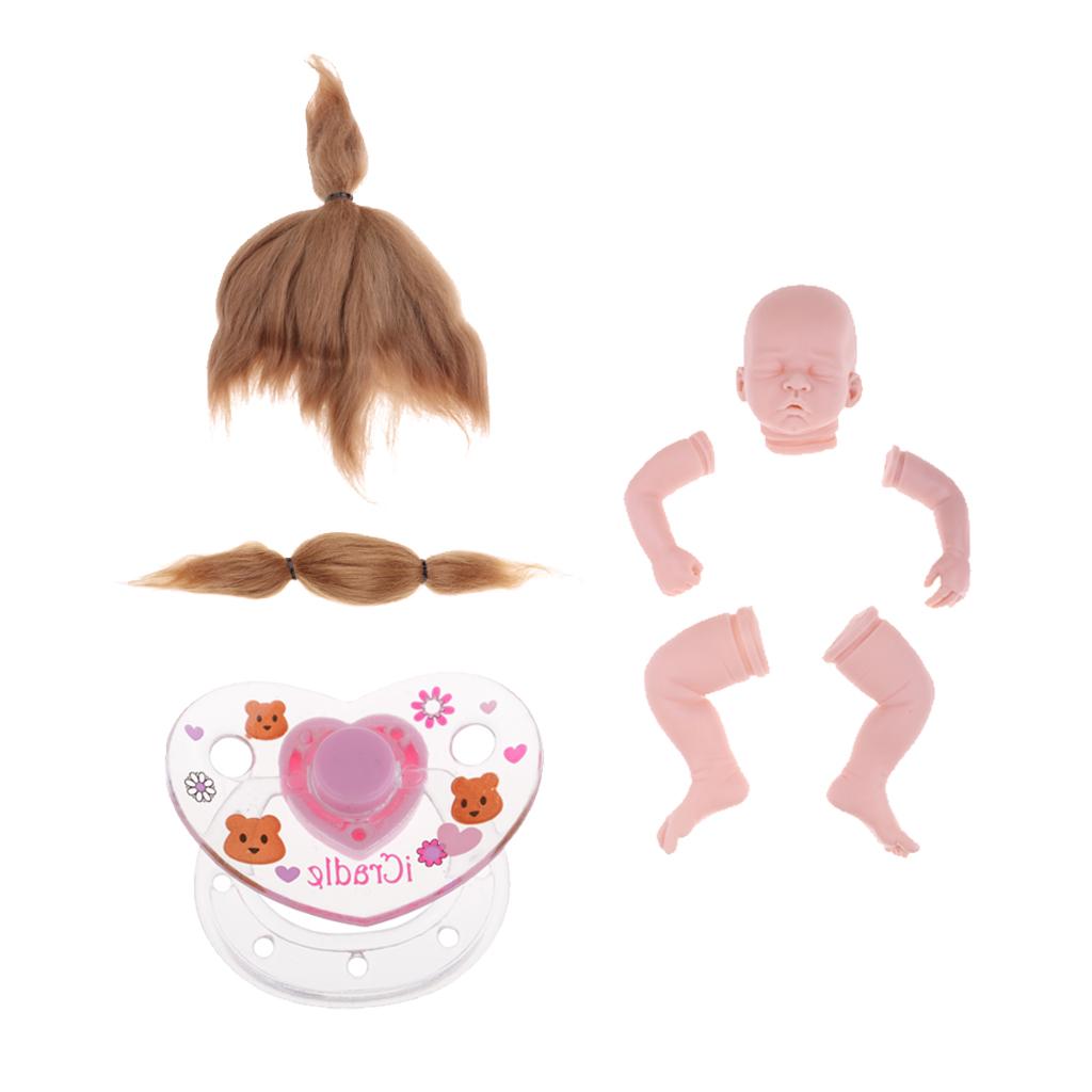 20 Unpainted Reborn Kit Newborn Baby Doll & Mohair Hair & Magnetic Pacifier"