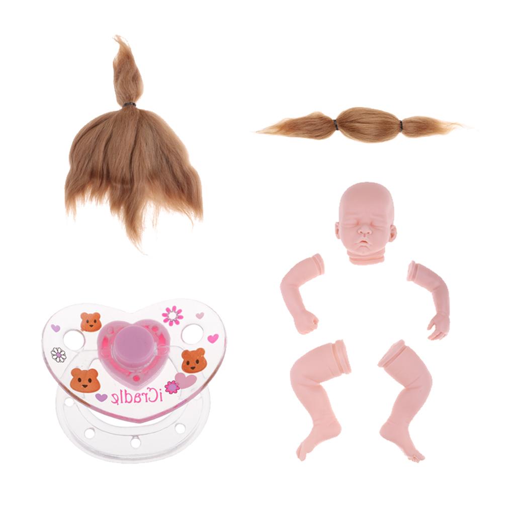 20 Unpainted Reborn Kit Newborn Baby Doll & Mohair Hair & Magnetic Pacifier"
