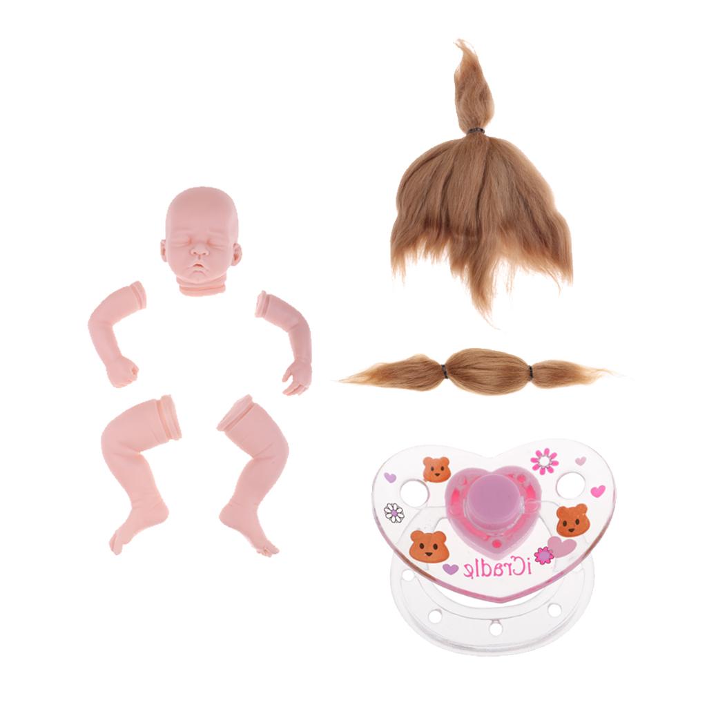 20 Unpainted Reborn Kit Newborn Baby Doll & Mohair Hair & Magnetic Pacifier"