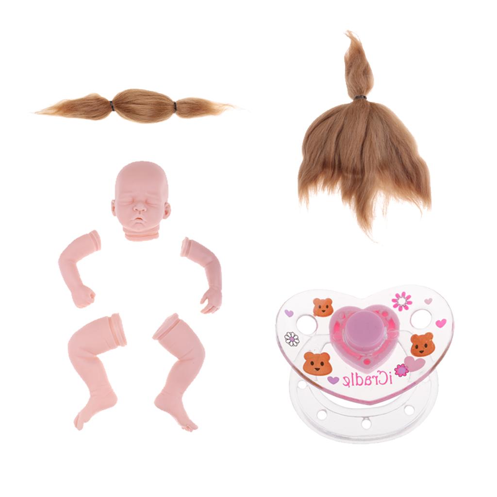 20 Unpainted Reborn Kit Newborn Baby Doll & Mohair Hair & Magnetic Pacifier"