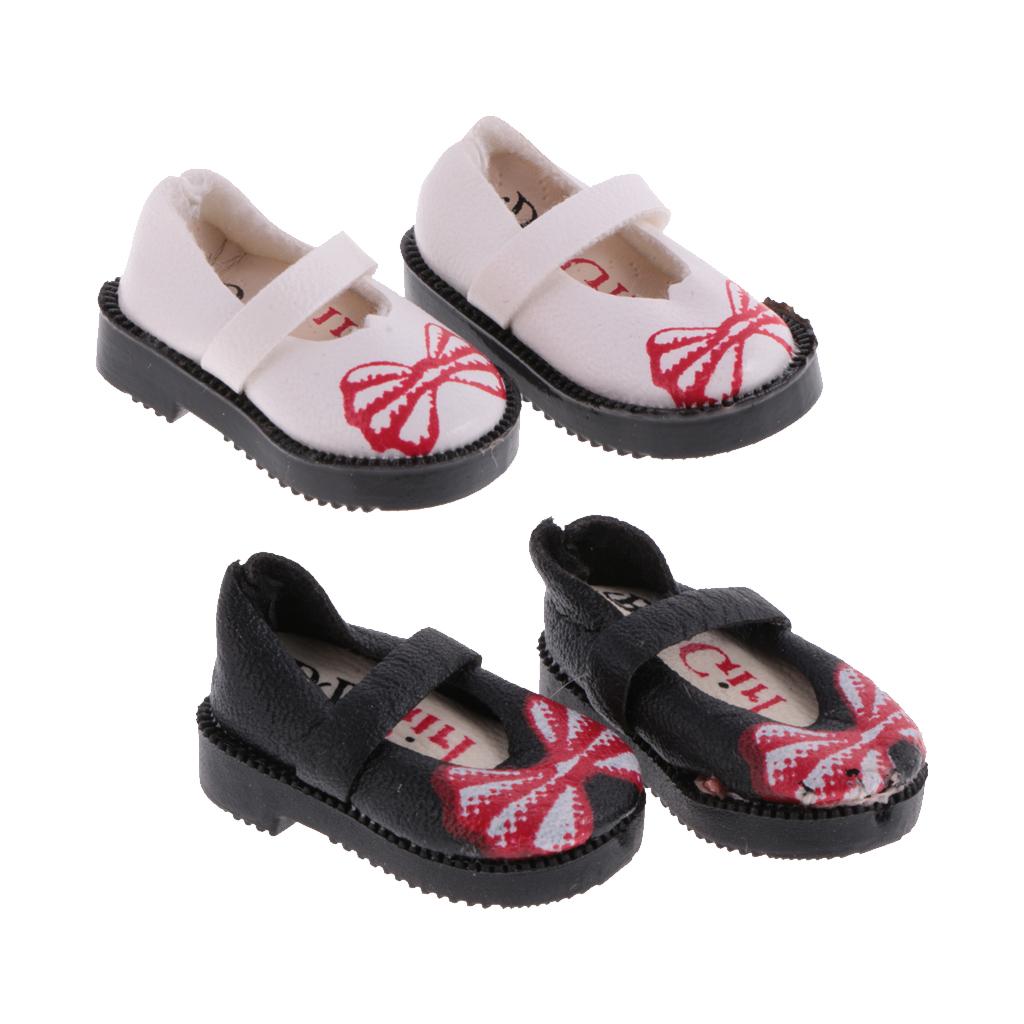 2 Pairs of PU Leather Flat Shoes for 1/6 12'' Blythe Doll Clothing Accs