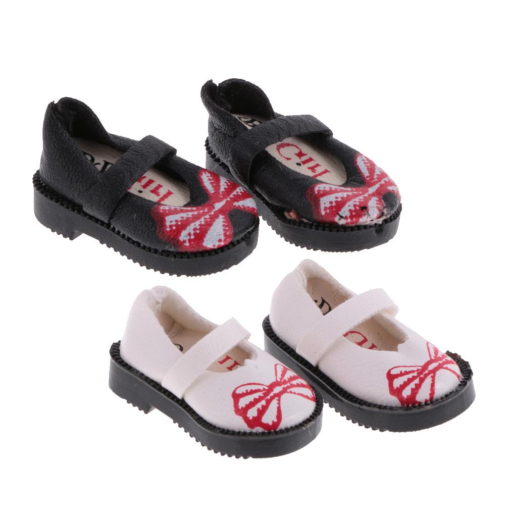 2 Pairs of PU Leather Flat Shoes for 1/6 12'' Blythe Doll Clothing Accs