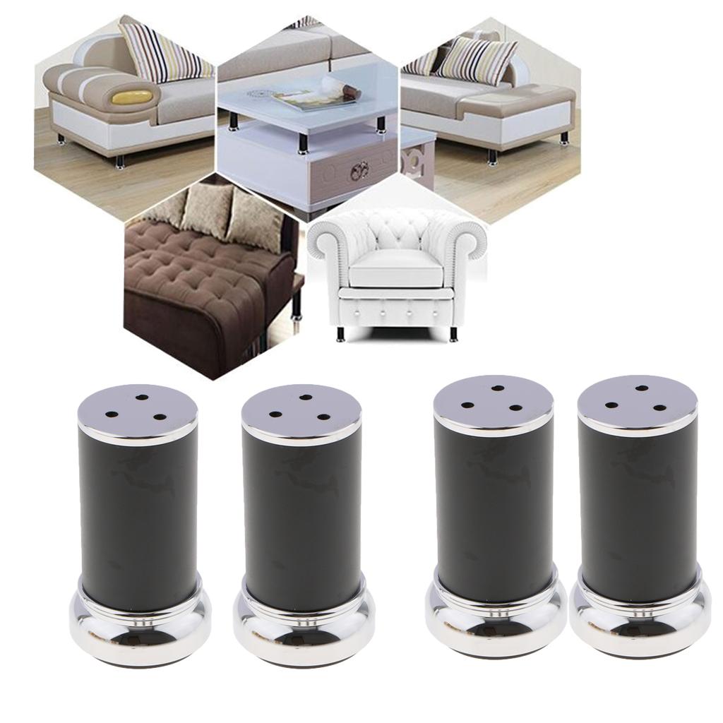 4Pcs Alloy Furniture Legs Tables Sofa Feet w/Rubber Base Height 10cm