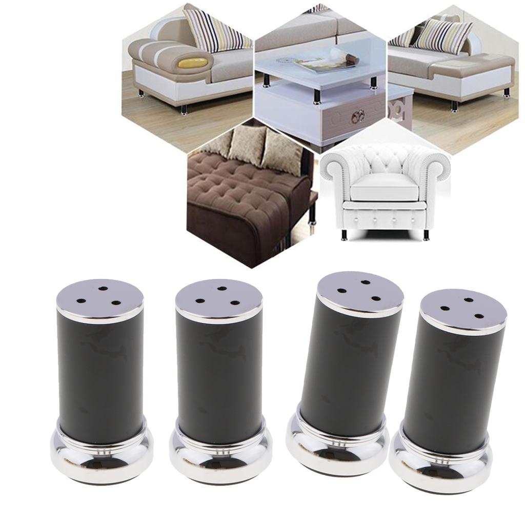 4Pcs Alloy Furniture Legs Tables Sofa Feet w/Rubber Base Height 10cm
